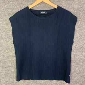 HoleBrook‎ Sweden Navy Sleeveless 100% Organic Cotton Sweater Size S